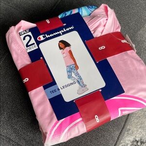 Champion Girls' Pink and Blue Tee & Legging Set
